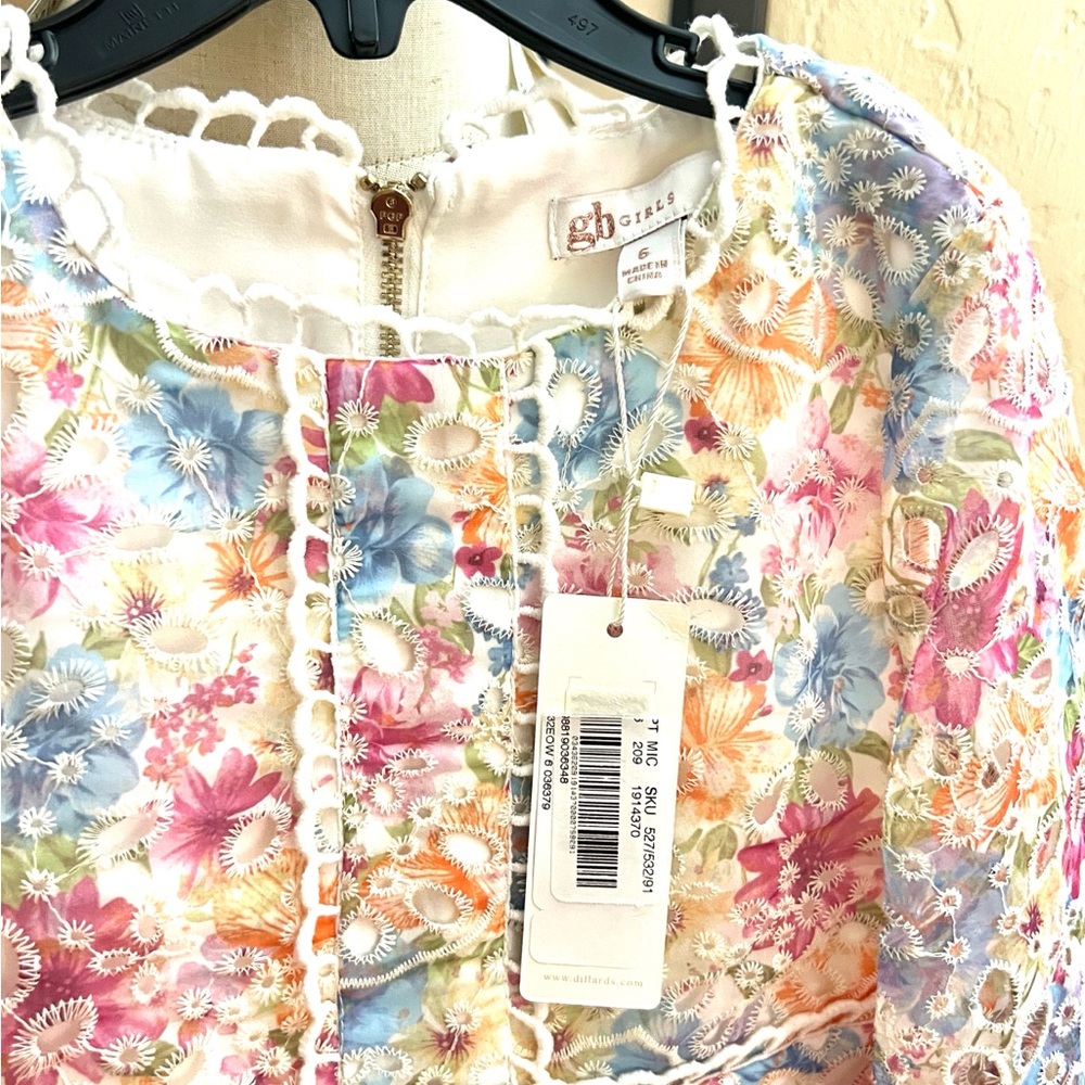 NWT,GB Girls,Stunning Floral Embroidered Dress, OUT OF STOCK ON-LINE, Size 6 - Picture 7 of 8